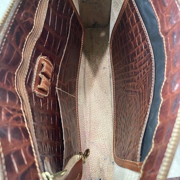 Brahmin Croc print shoulder bag brown vintage Needs TLC - Picture 5 of 16